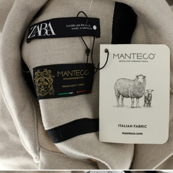 New Zara Oversized Manteco Wool Blend Overshirt Jacket Shacket In Stone NWT Sz L - Picture 4 of 9